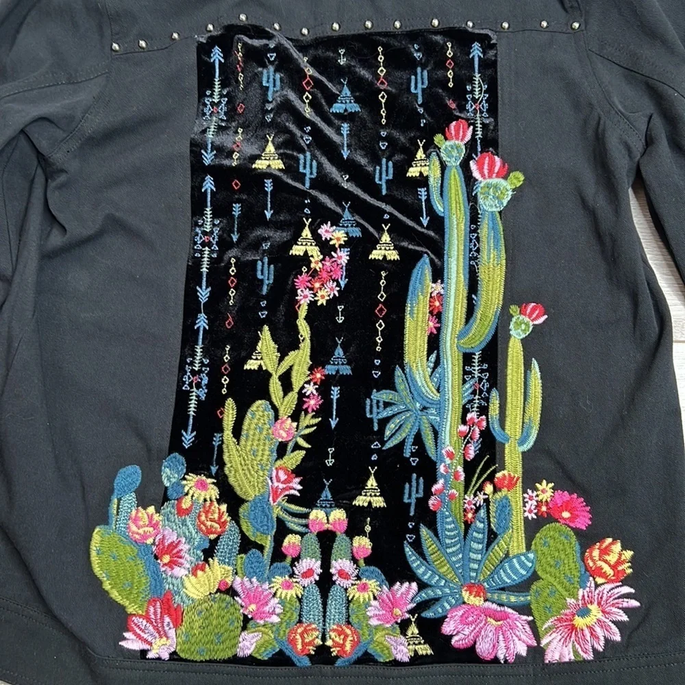 NWT Emmer & Oat Cactus Embroidered Boho Western Shirt Jacket Shacket Size S - Picture 7 of 9